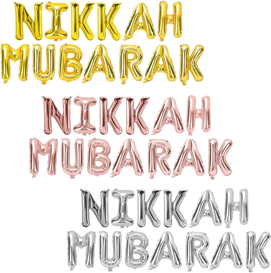 Nikkah Mubarak Foil Letter Balloons Set for Celebrations Ceremony Decoration