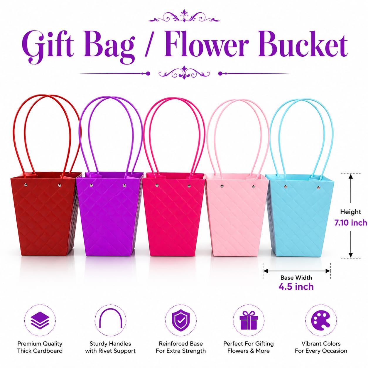 Yellow Flower Bucket Bouqet - florist bag - Gift Bag view 3