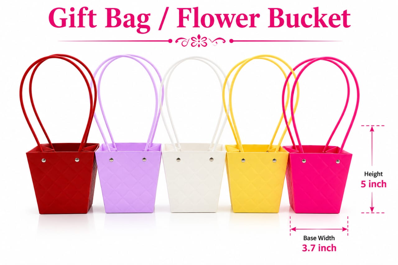 Pastel Flower Bucket And Gift Bags in Assorted Multicolor view 2