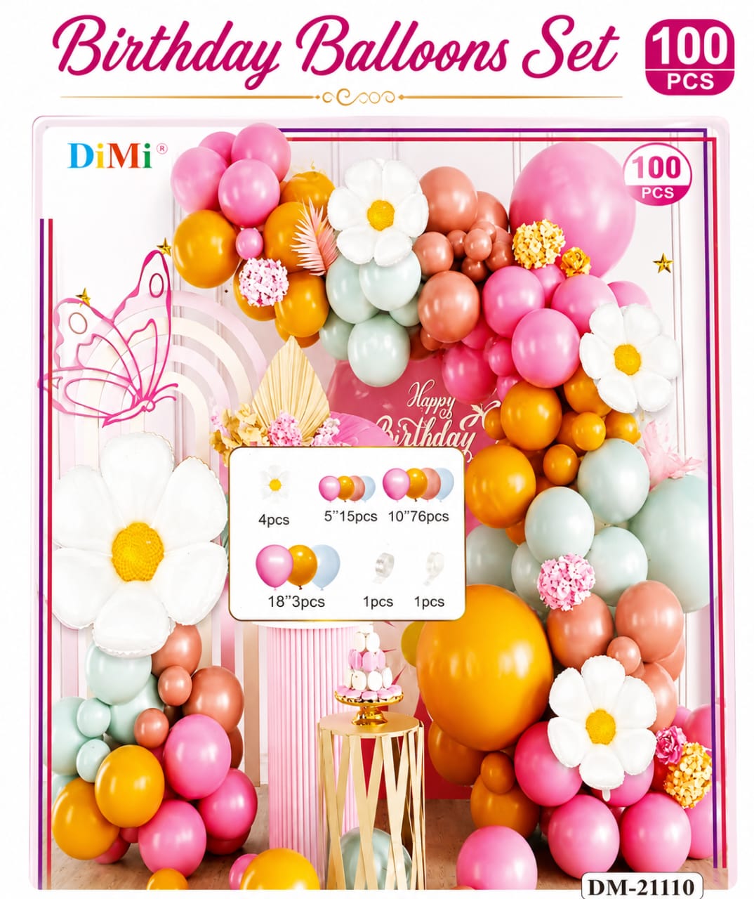 Pack of 100pcs Party Balloons Kit Set for Birthday Decoration view 2