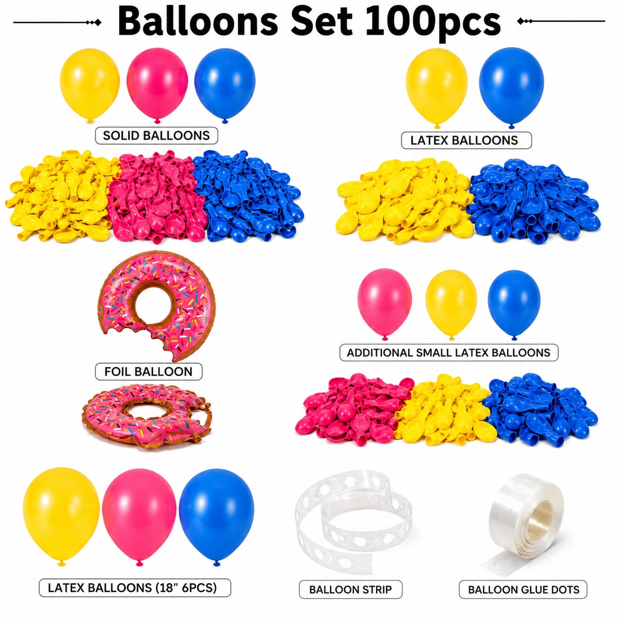 100pcs Birthday Balloon Decoration Kit Set for Party Celebrations view 2