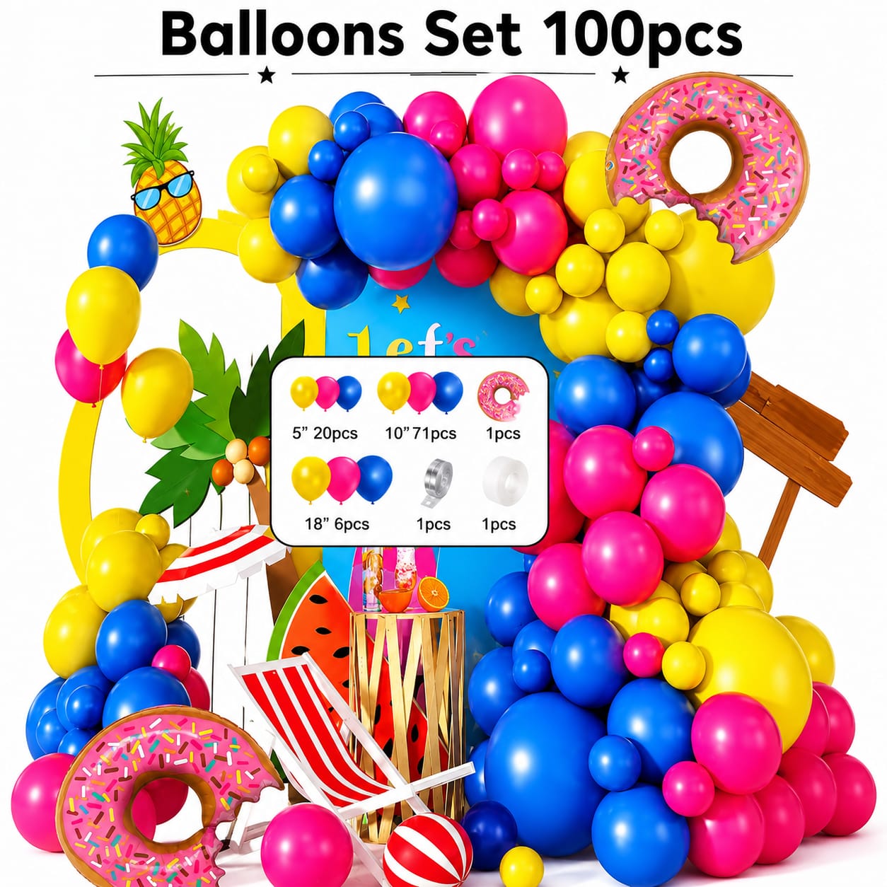 100pcs Birthday Balloon Decoration Kit Set for Party Celebrations view 3