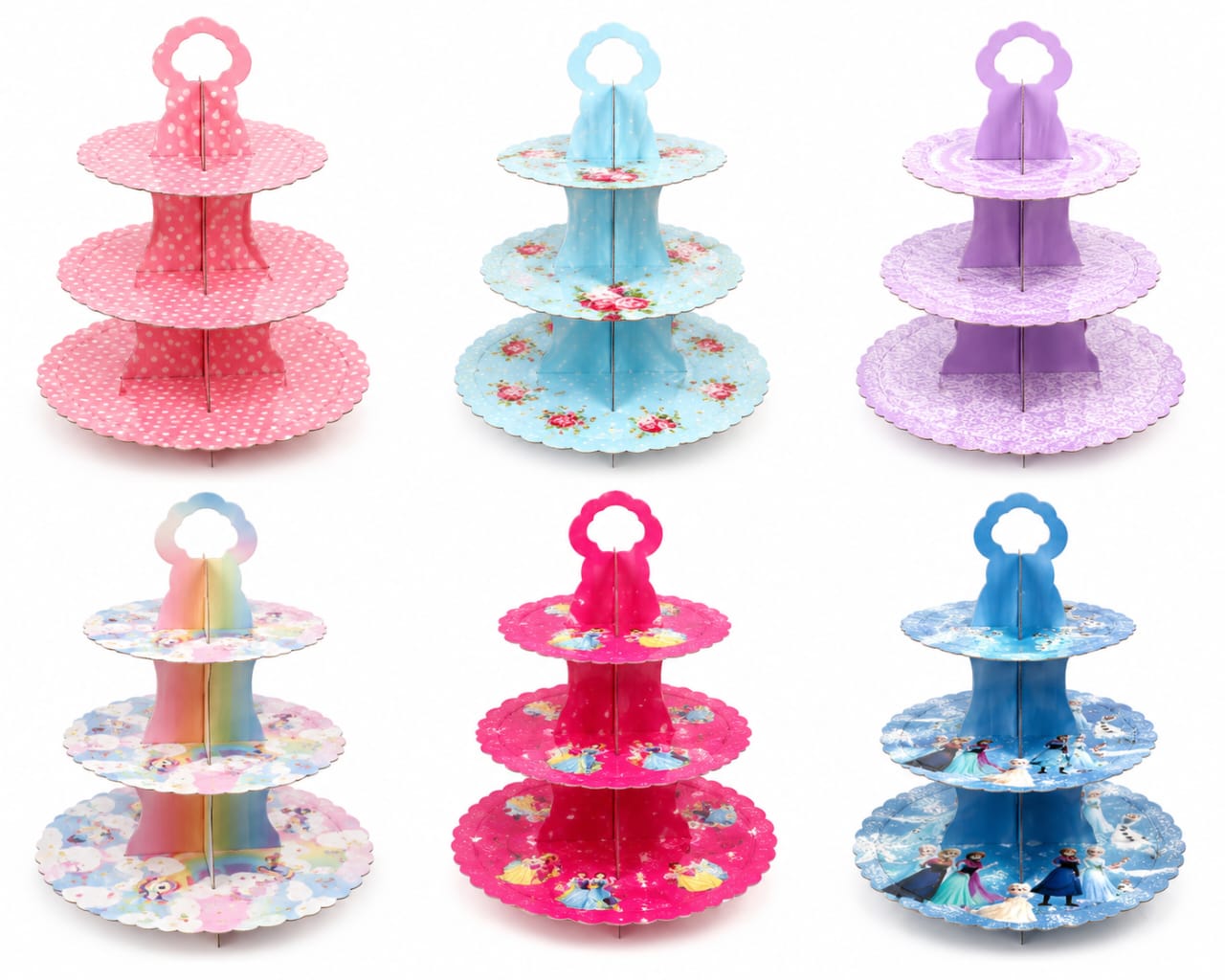 Cupcake Stand 3 tier floors Frozen, Unicorn & Princess  for birthday party view 2