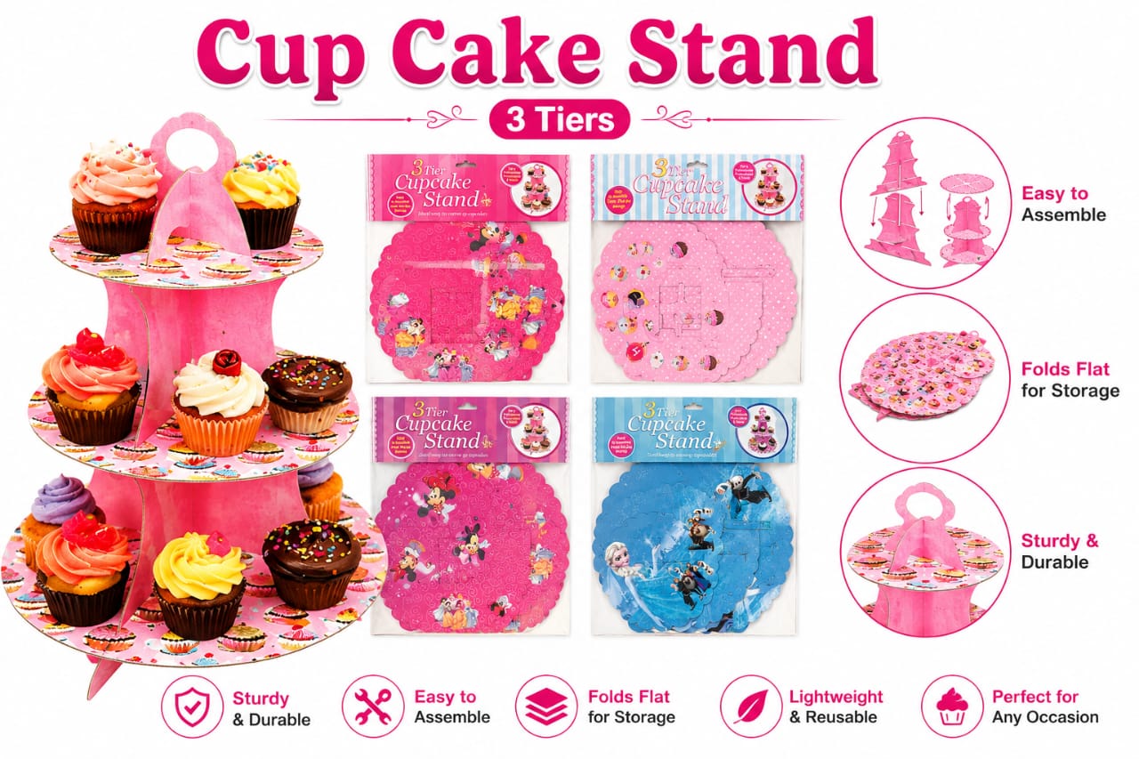 Cupcake Stand 3 tier floors Frozen, Unicorn & Princess  for birthday party view 3