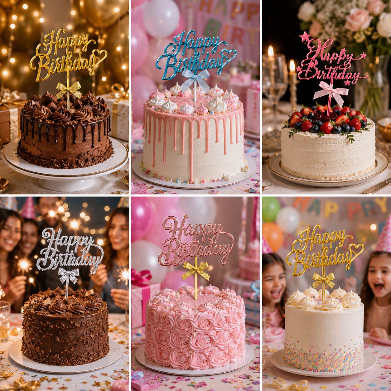 Fancy Happy Birthday Cake Topper - Party Favor view 4