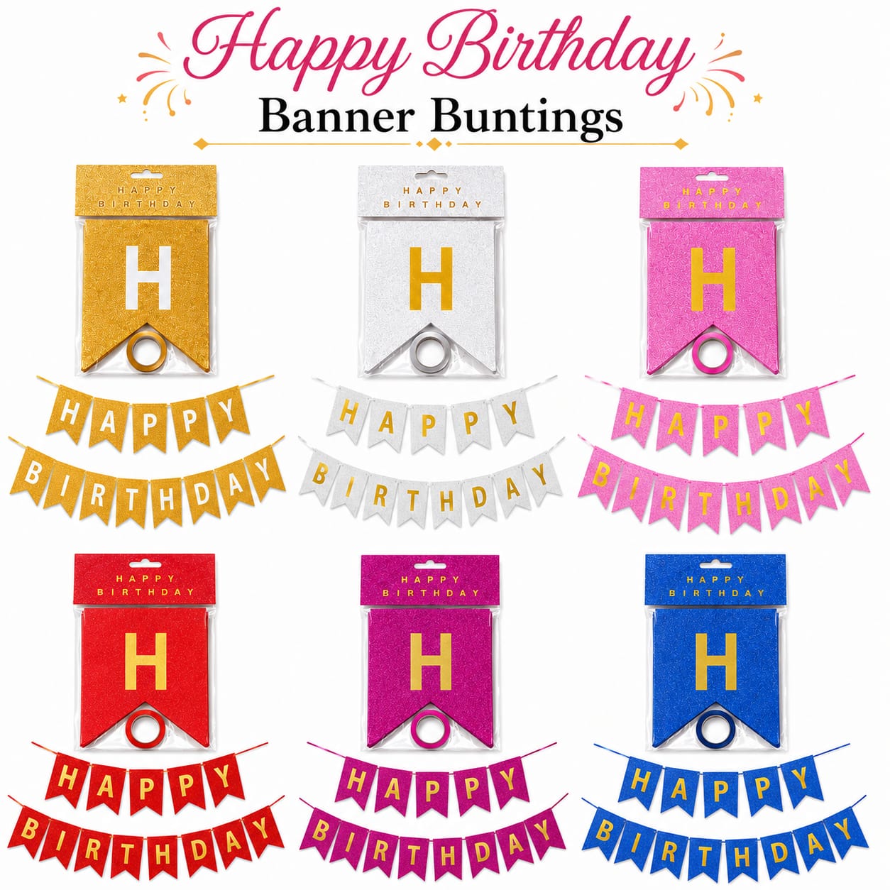 Happy Birthday Bunting for Party Decoration Celebration view 3