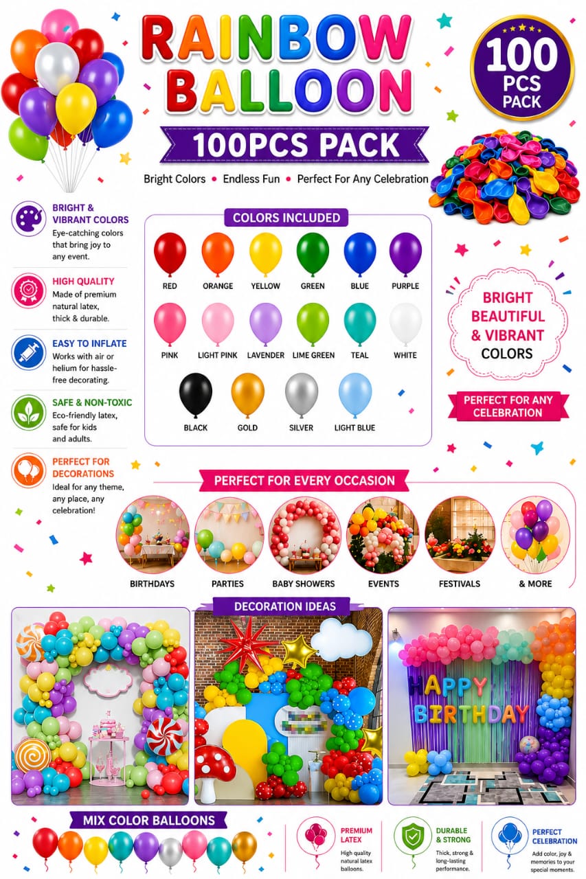 Pack of 100pcs Latex Balloons for party and birthday wedding decoration view 2