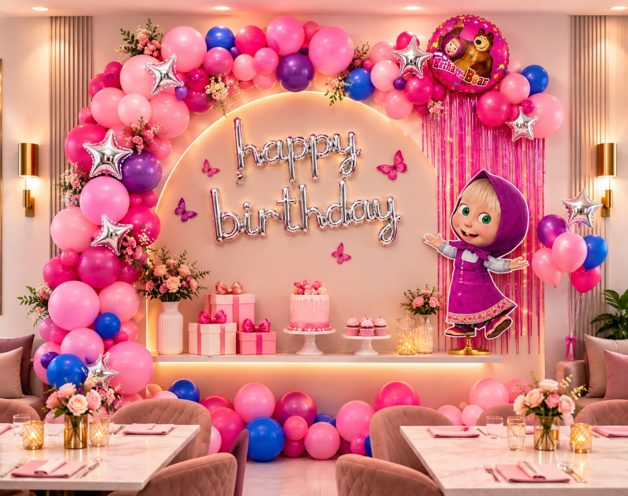 60pcs Set of Masha Birthday theme Decoration Balloons Set view 4