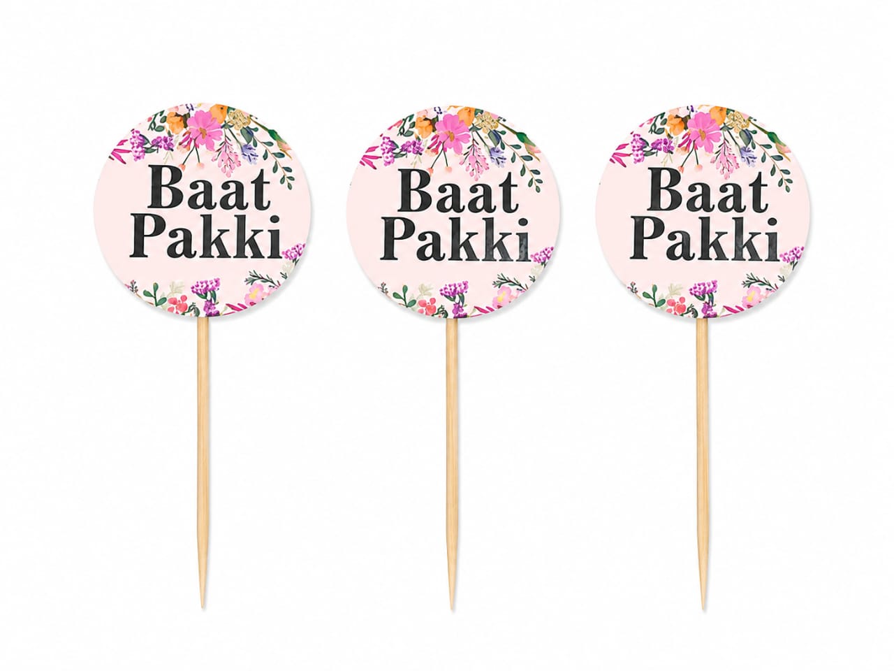 Pack of 10pcs Baat Pakki MiniSweet Toppers for Mithai, Cake & Chocolates Decoration view 2