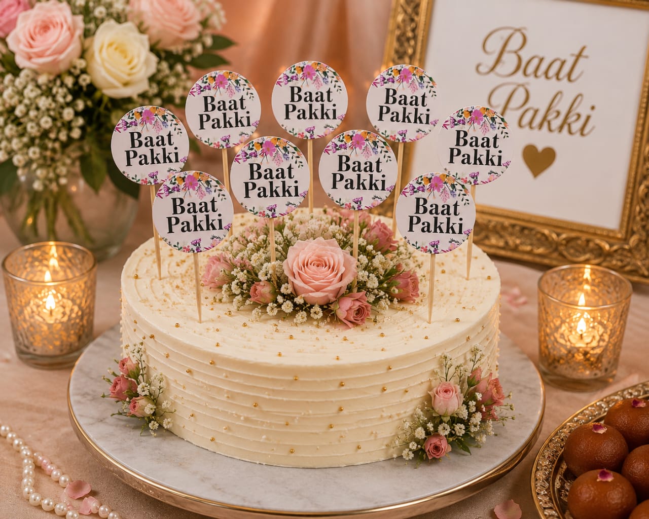 Pack of 10pcs Baat Pakki MiniSweet Toppers for Mithai, Cake & Chocolates Decoration view 4
