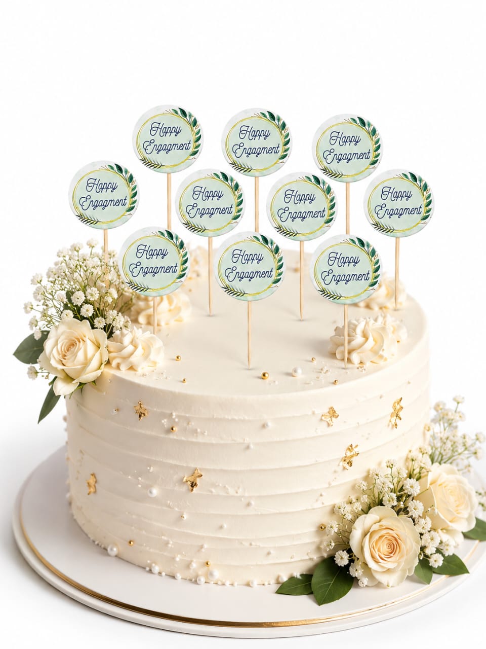 Pack of 10 Happy Engagement Mini Sweet Toppers for Mithai, Cake & Chocolates Decoration