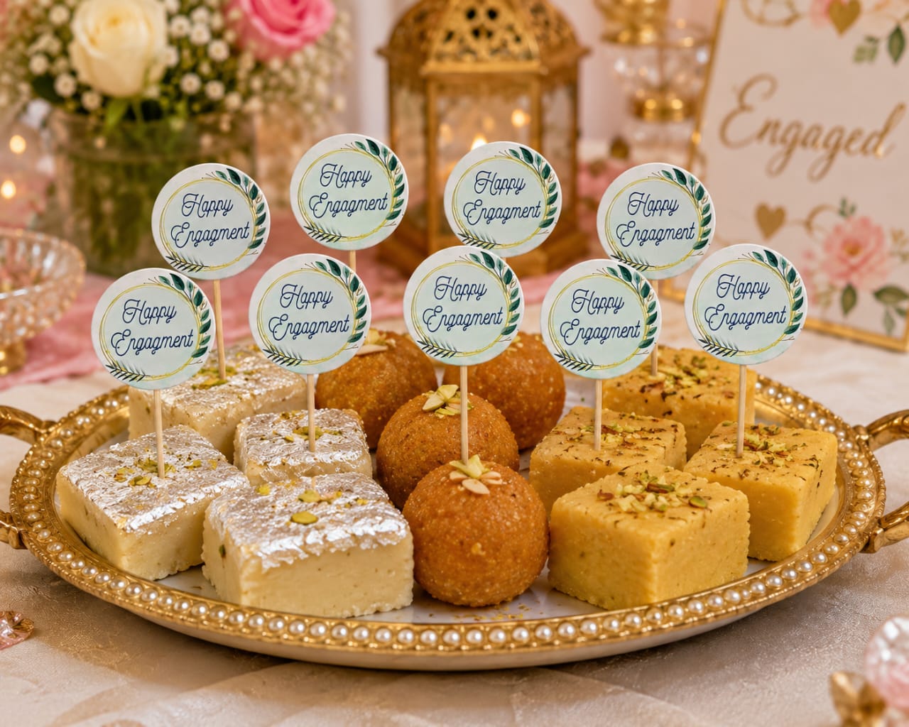 Pack of 10 Happy Engagement Mini Sweet Toppers for Mithai, Cake & Chocolates Decoration view 3
