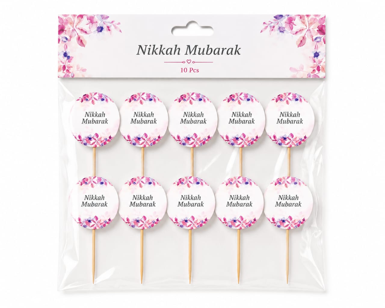 Pack of 10pcs Nikkah Mubarak Sweet Toppers for Mithai, Cake & Chocolates Decoration view 2
