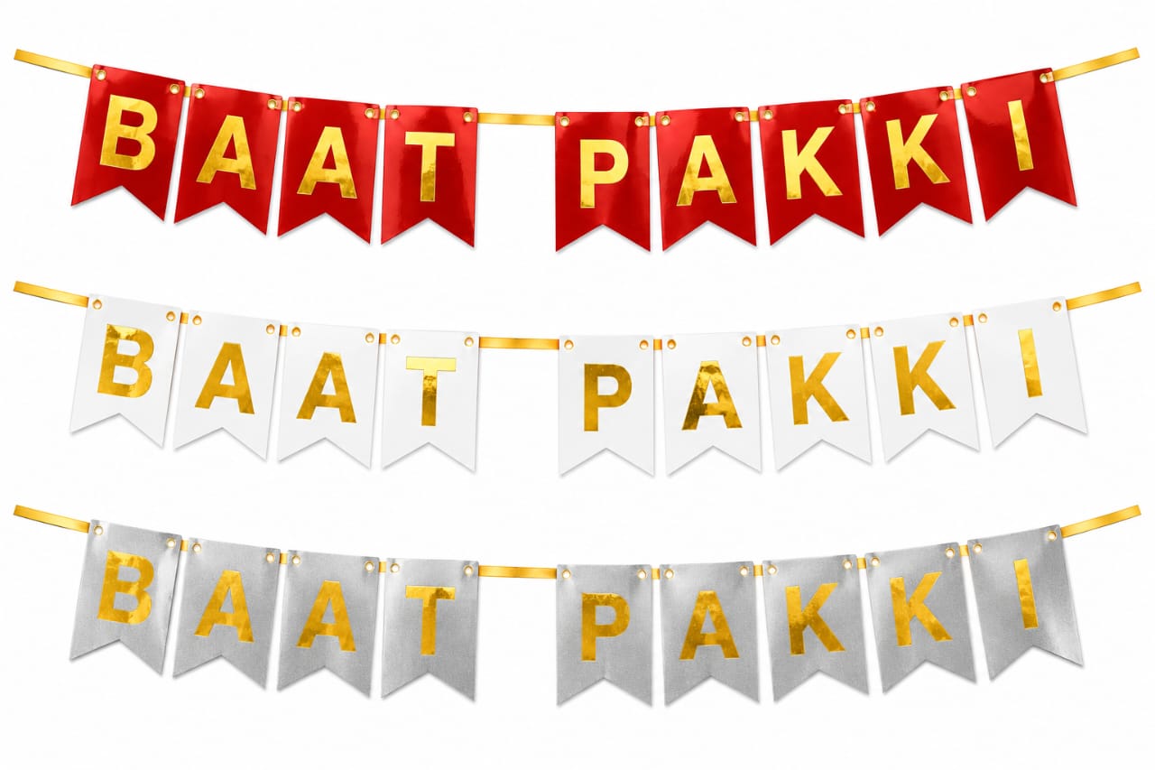 Baat Pakki Letter Buntings Banner for Decoration and Party Celebration