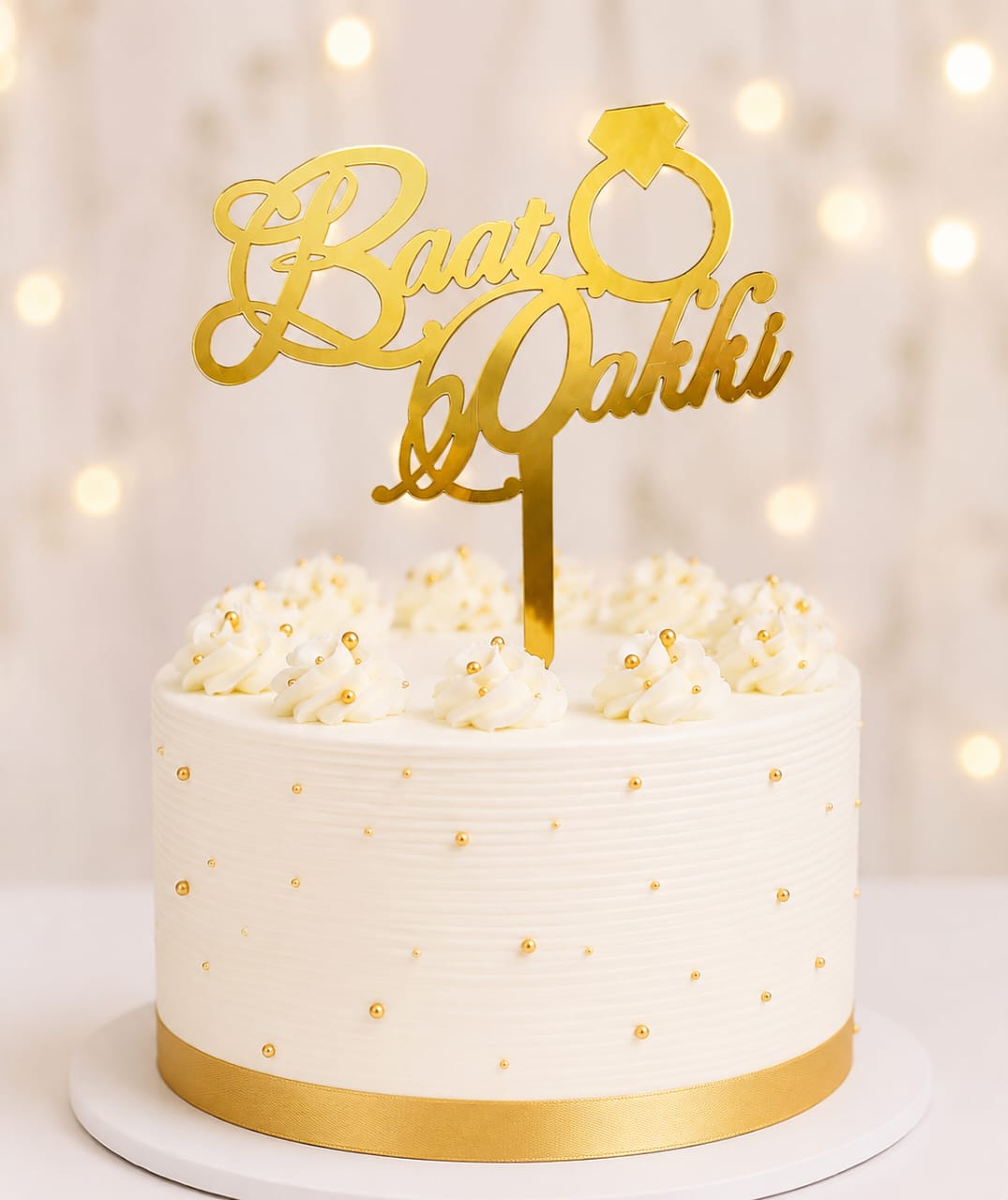 Baat Pakki Cake Topper in Urdu with Ring Design