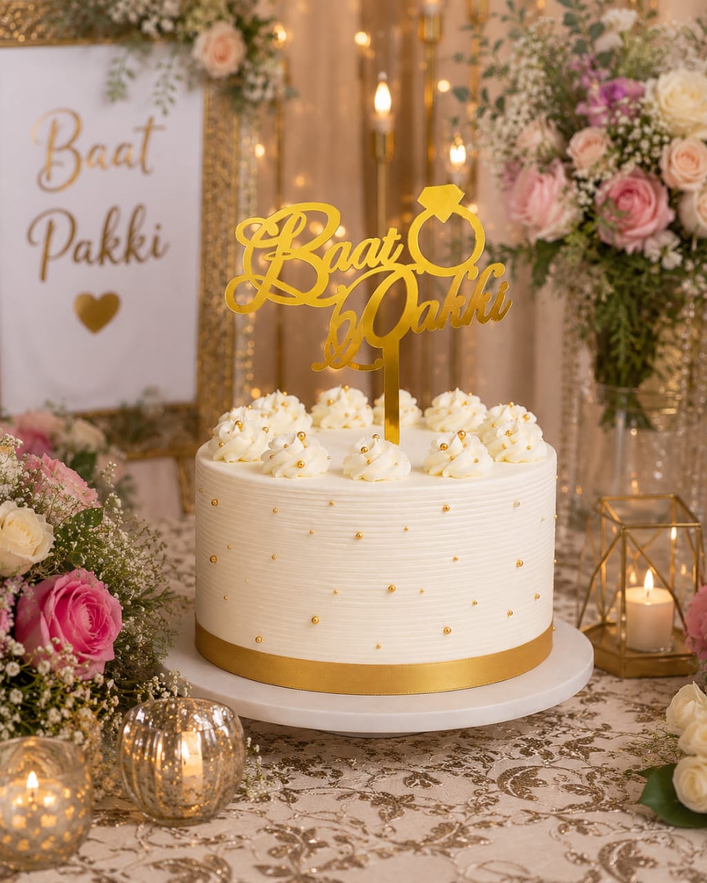 Baat Pakki Cake Topper in Urdu with Ring Design view 3