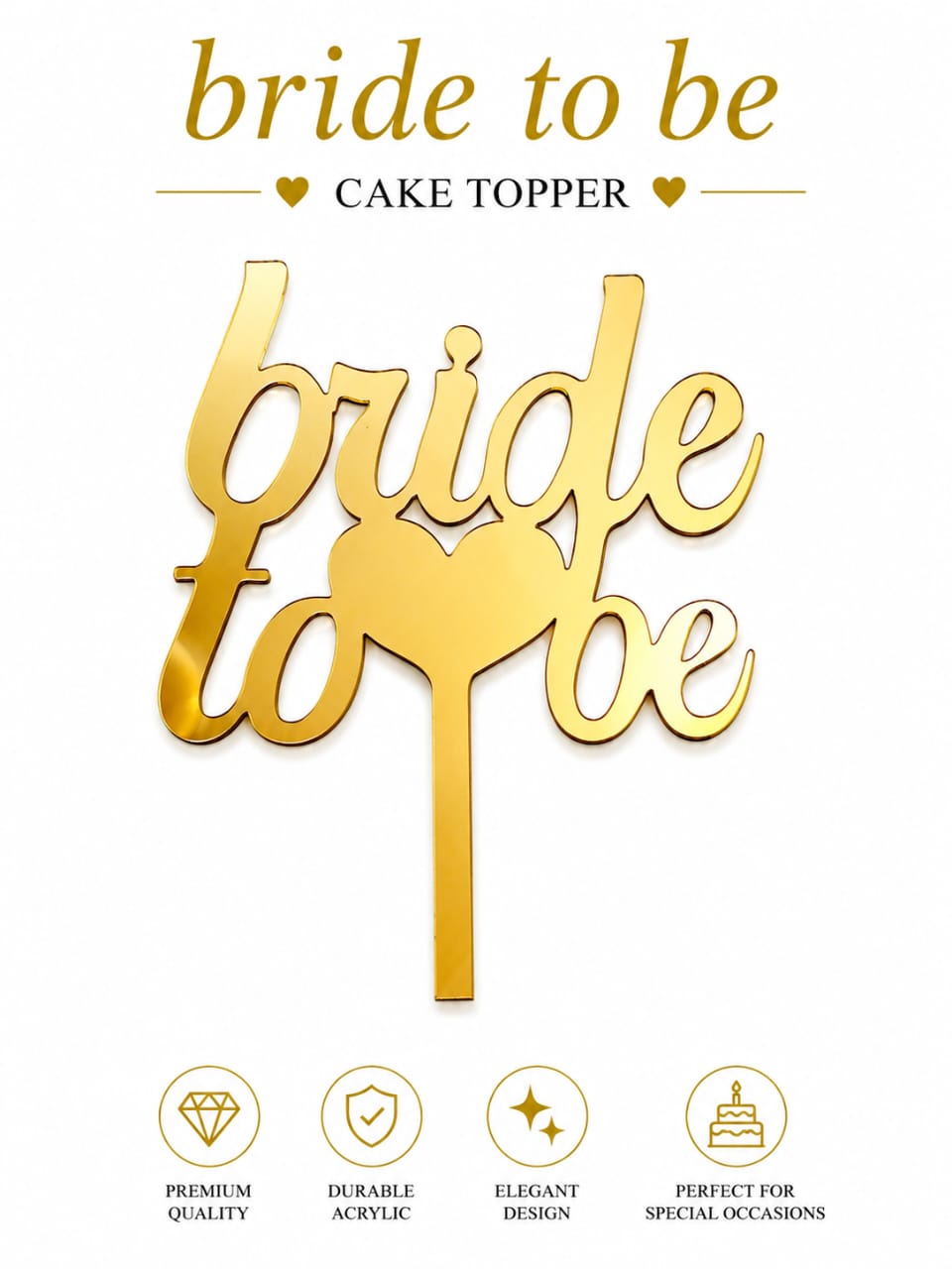 Gold Bride to Be Cake Topper for Bridal Celebrations view 3