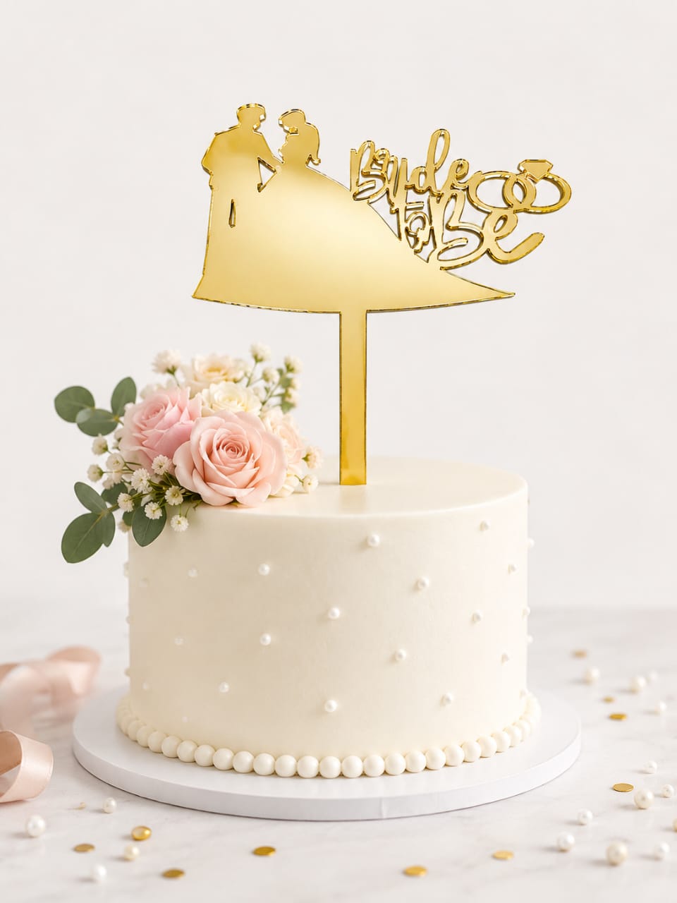 Gold Acrylic Bride to Be Cake Topper view 2
