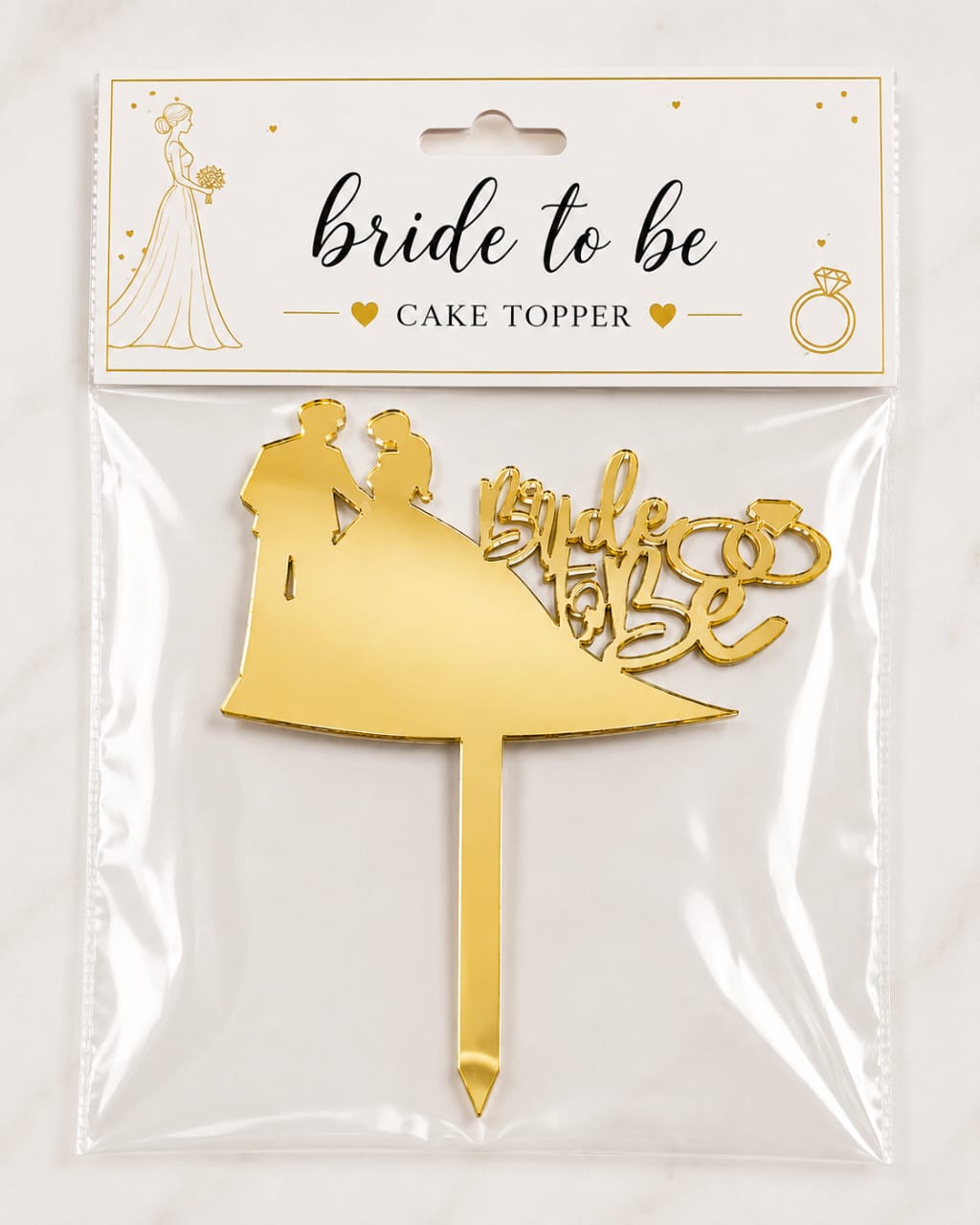 Gold Acrylic Bride to Be Cake Topper view 3