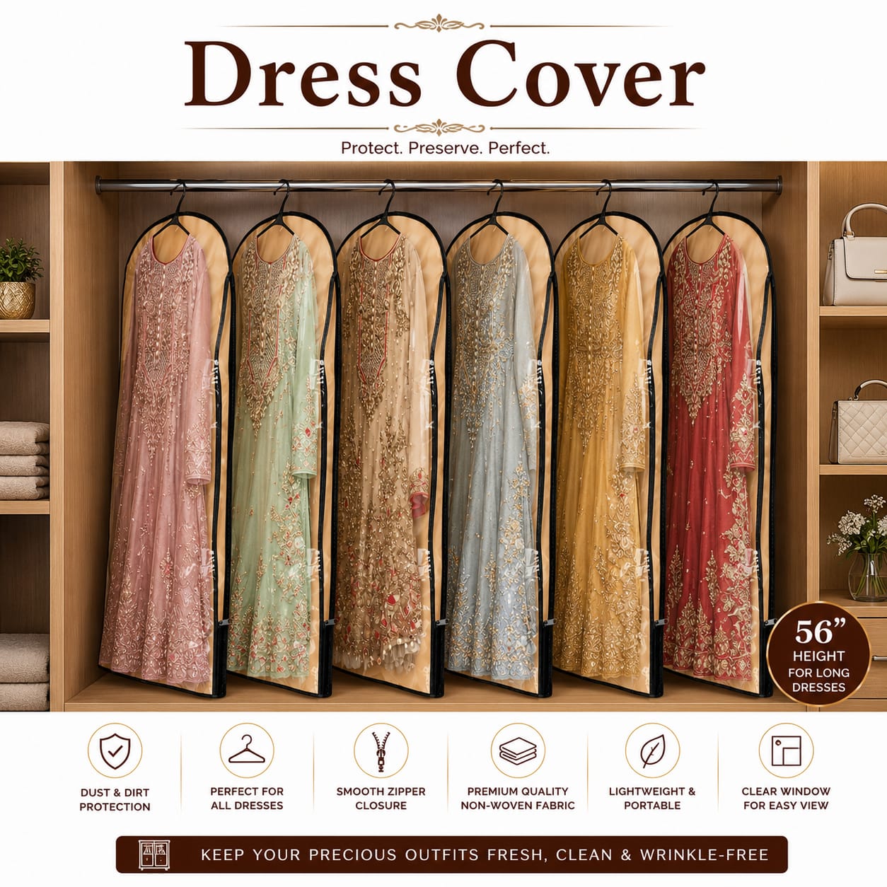 Pack of 10pcs Zipper Garment Bag Cover for Bride and Groom Wedding Dresses view 4