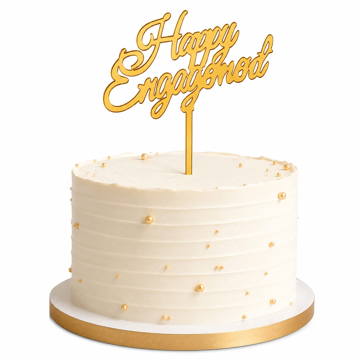 Gold Acrylic Happy Engagement Cake Topper