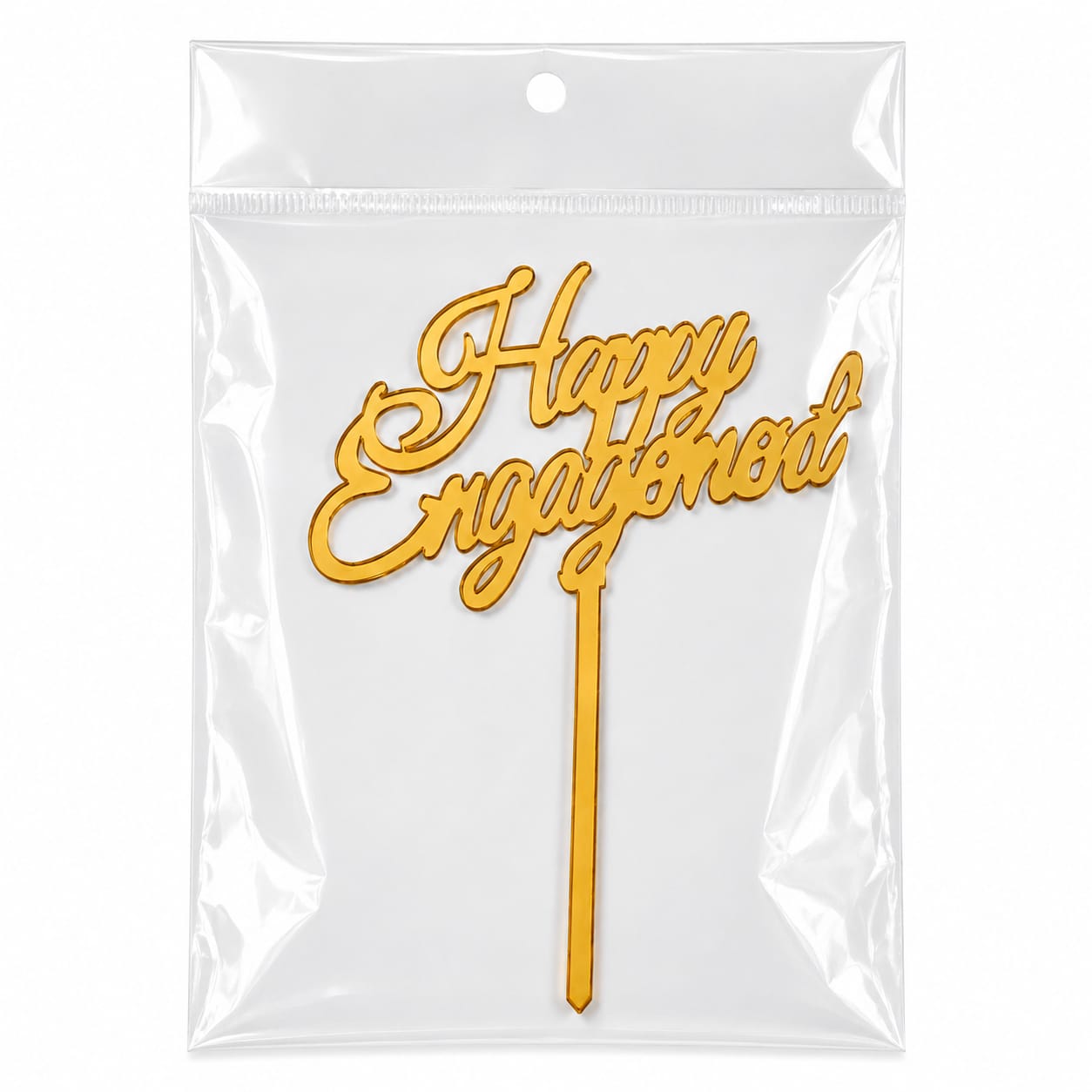 Gold Acrylic Happy Engagement Cake Topper view 2