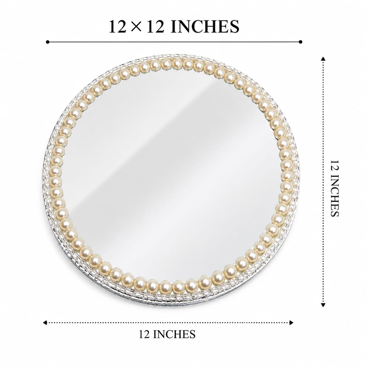 Fancy White Pearl Nikkah Mirror Tray - Engagement Ring Tray - Wedding Mirror Tray - Ring Ceremony view 3