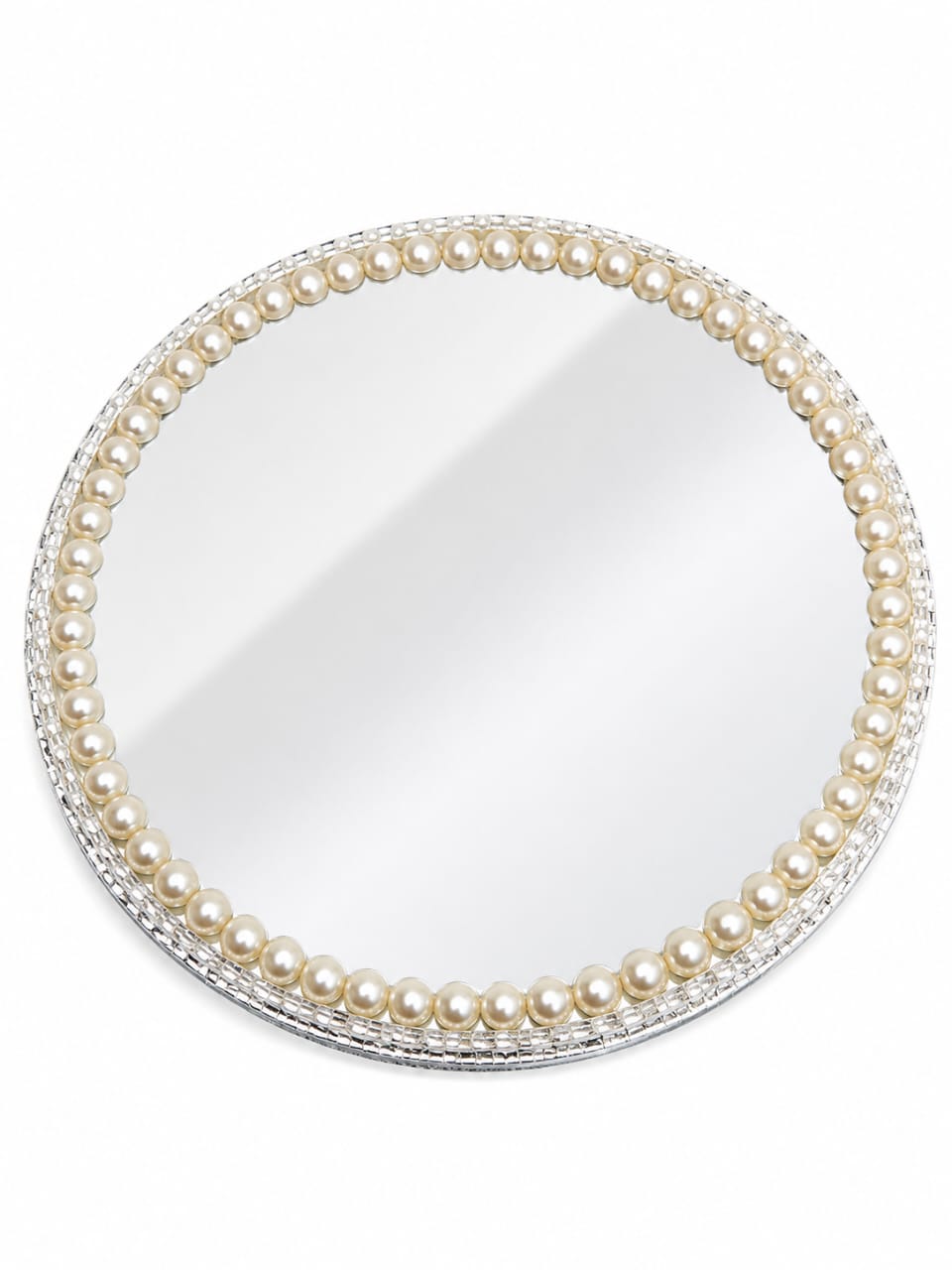 White Pearl Nikkah Mirror Tray - Engagement Ring Tray - Wedding Mirror Tray - Ring Ceremony view 3