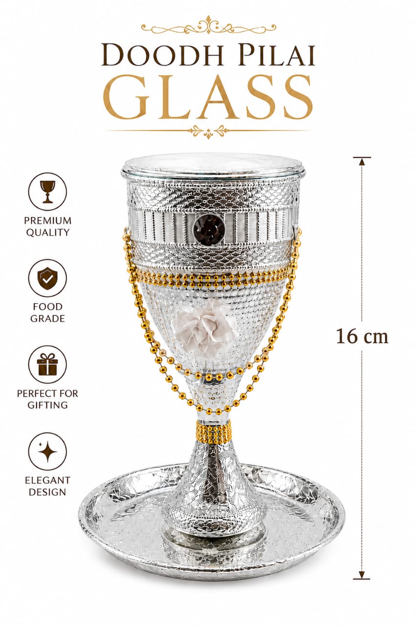 Luxury Crystal-Style Doodh Pilai Rasam Glass - Milk ceremony glass - Islamic Wedding tradition - Wedding Favors view 3