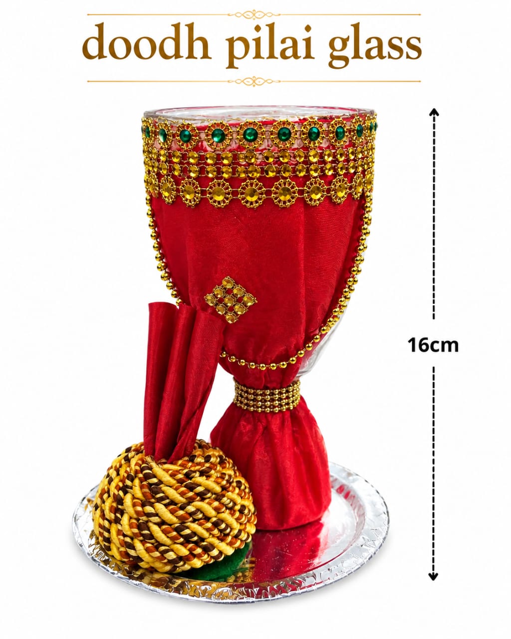 Royal Handmade Wedding Doodh Pilai Glass / Decorative Indian Wedding / Bride Groom Milk Ceremony view 3