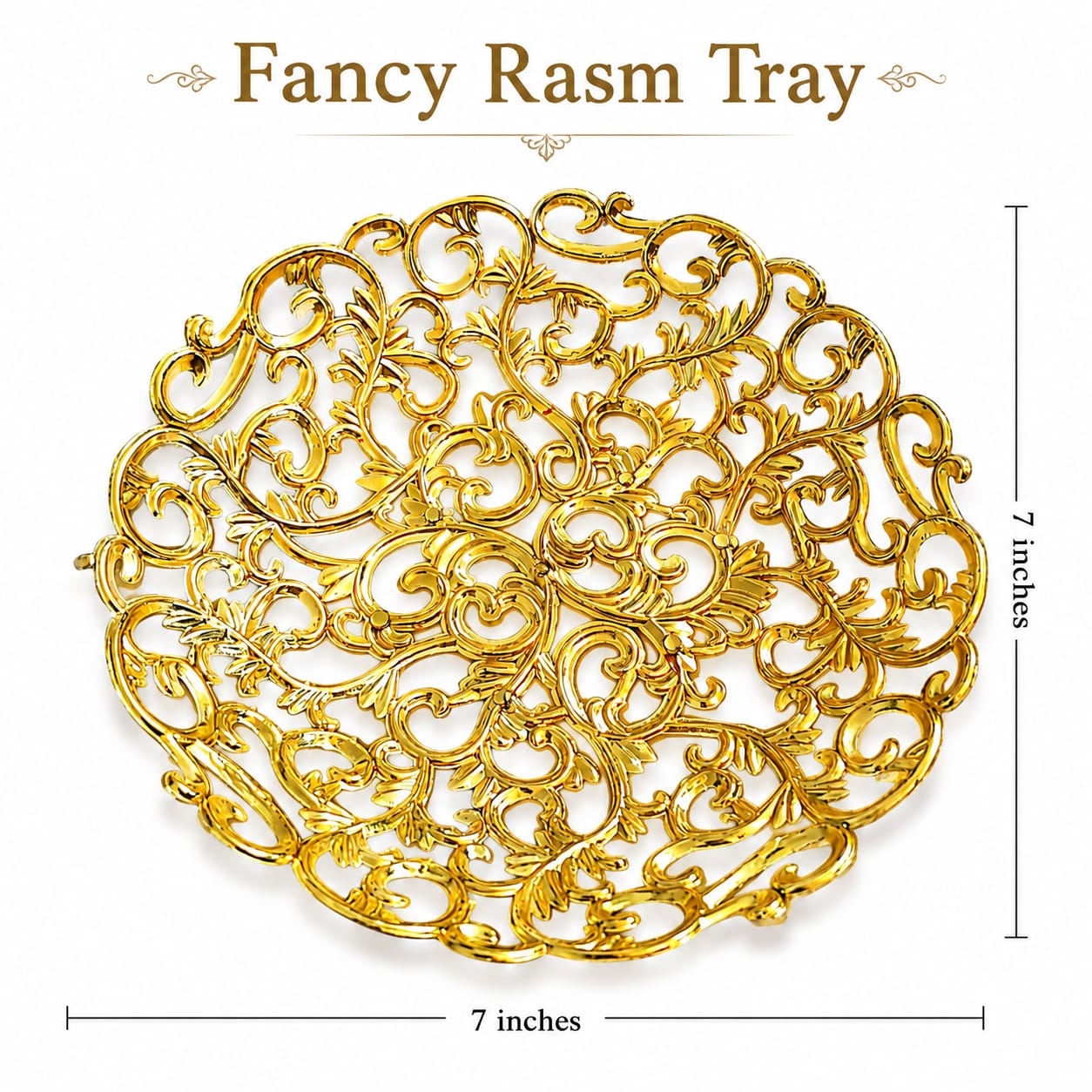 Round Golden Filigree Plastic Rasam Tray Decoration  - Wedding Favor