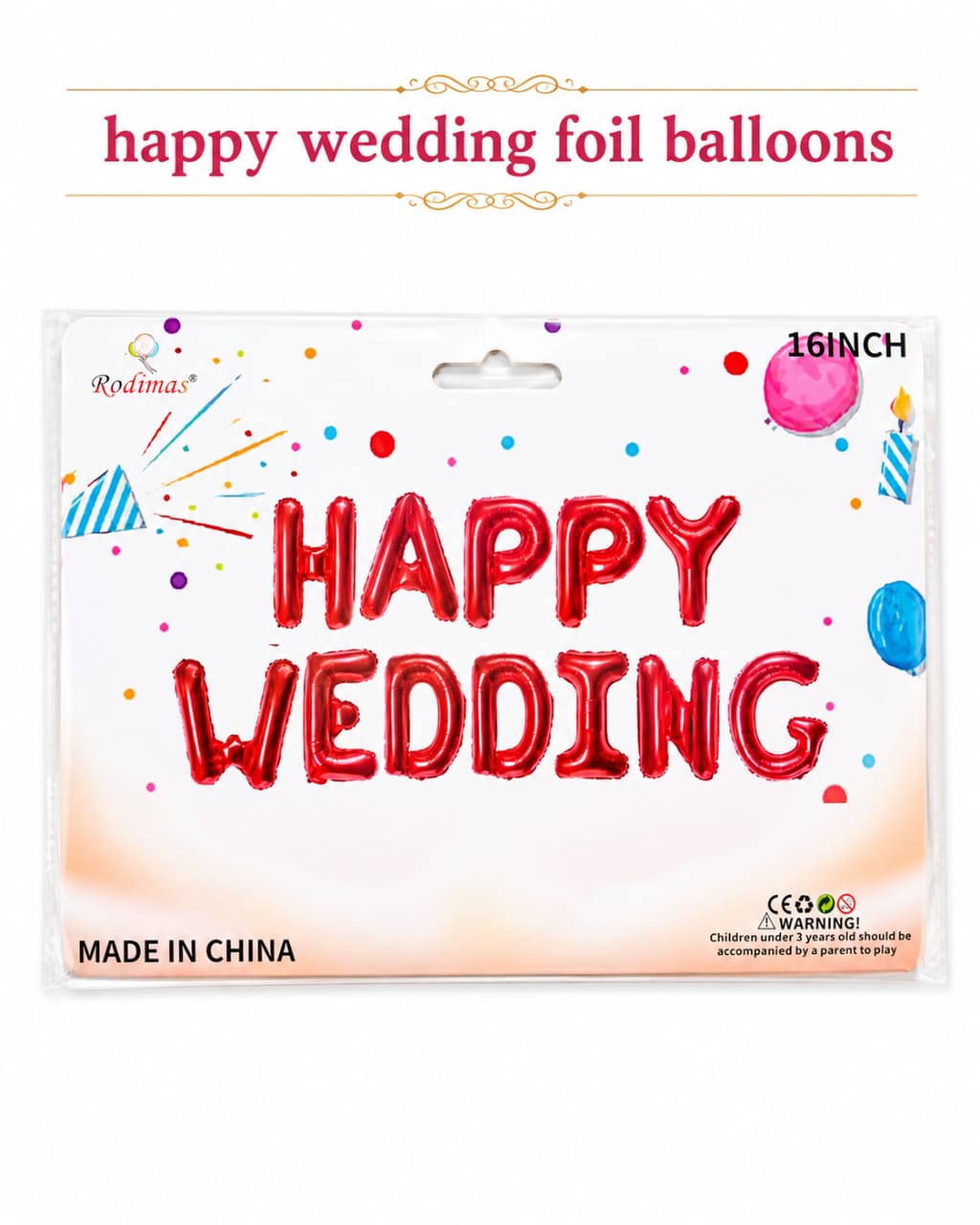 Happy Wedding Foil Letter Balloons Set for Party Celebrations Decoration