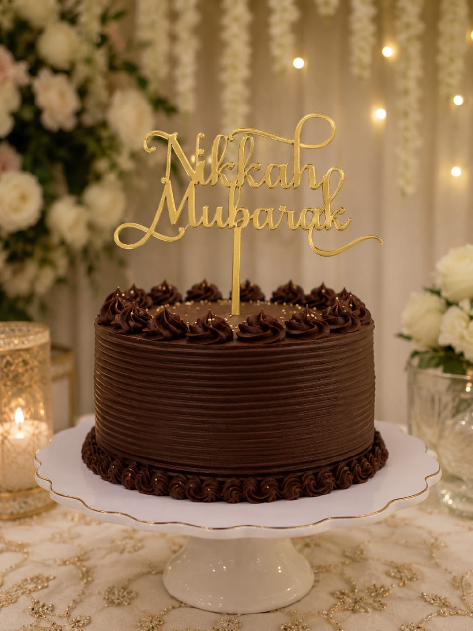 Gold Acrylic Nikkah Mubarak Urdu Cake Topper view 6