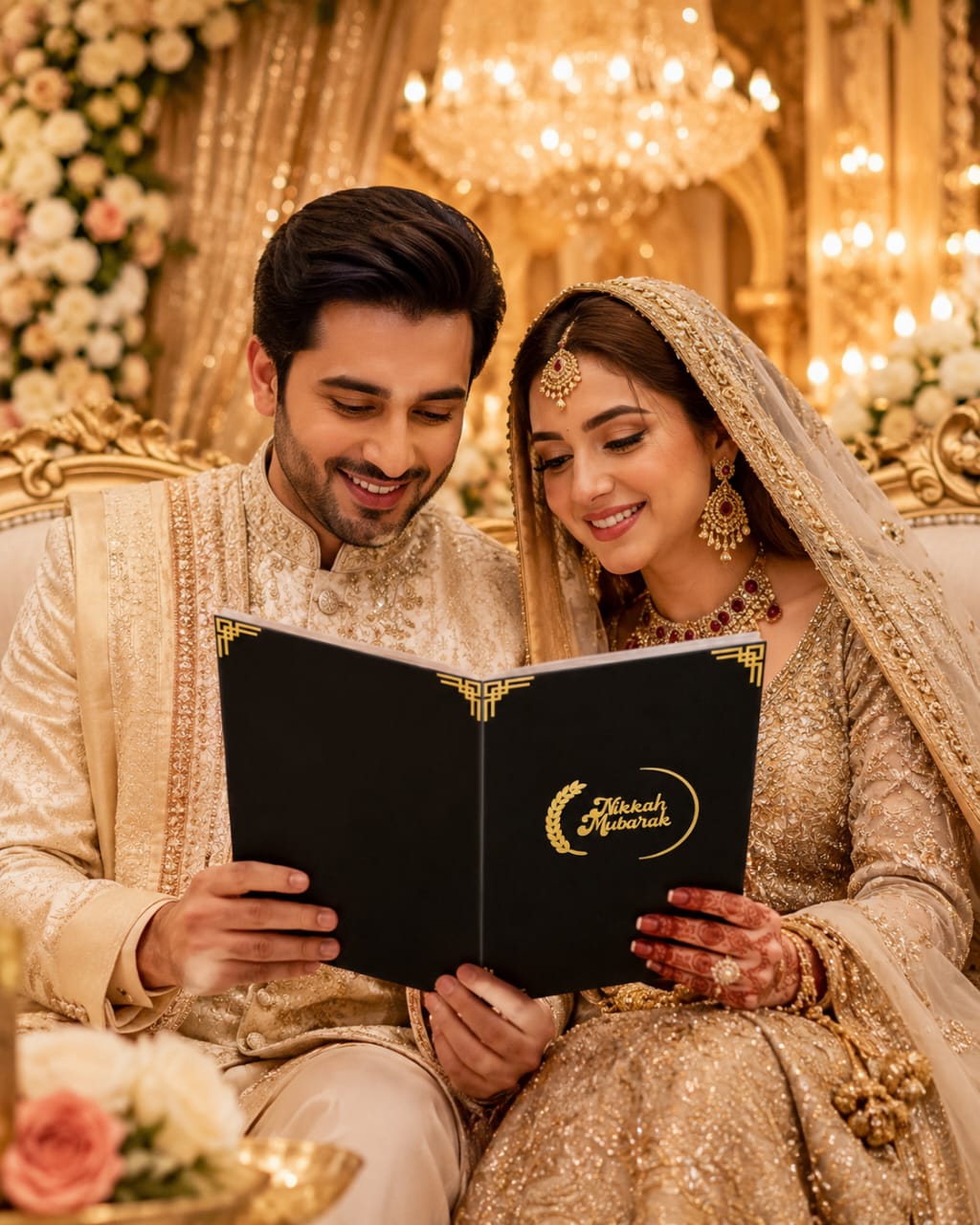 A4 Premium Black Nikkah Mubarak Velvet Booklet & Certificate Holder - wedding folder - nikkah nama booklet - marriage certificate view 4