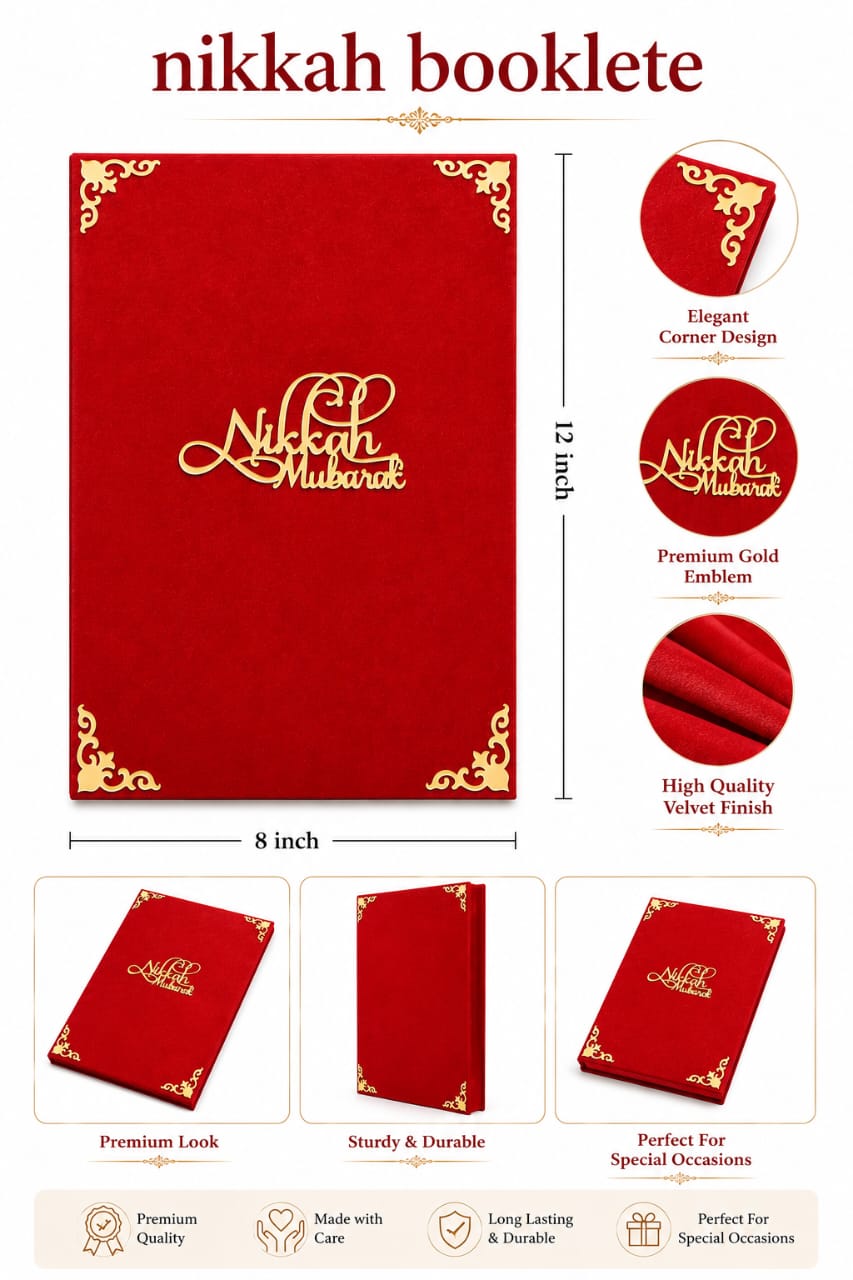 A4 Nikkah Mubarak Velvet Booklet & Certificate Holder - wedding folder - nikkah nama booklet - marriage certificate
