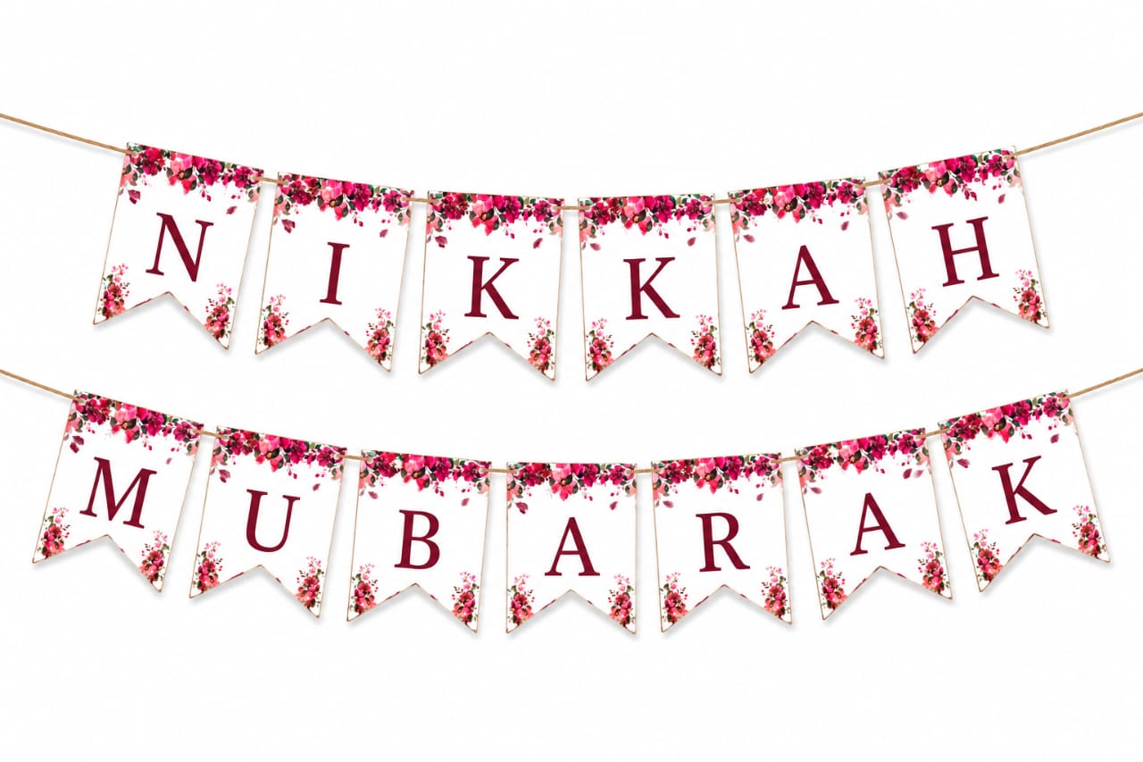 Nikkah Mubarak Bunting Banner for Decoration and Party Celebration view 4