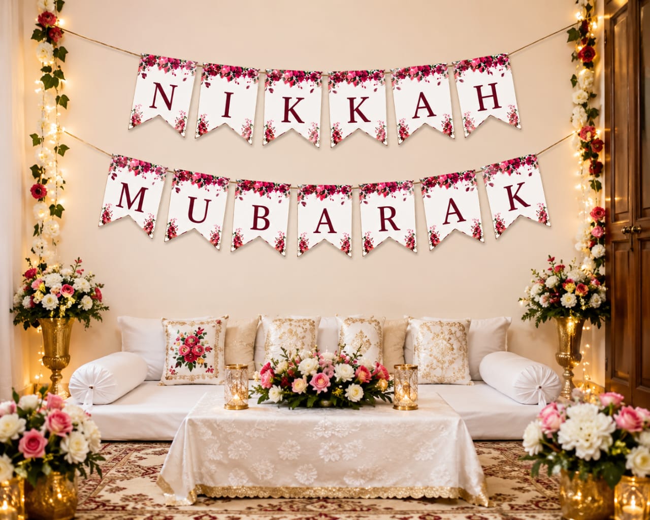 Nikkah Mubarak Bunting Banner for Decoration and Party Celebration view 6