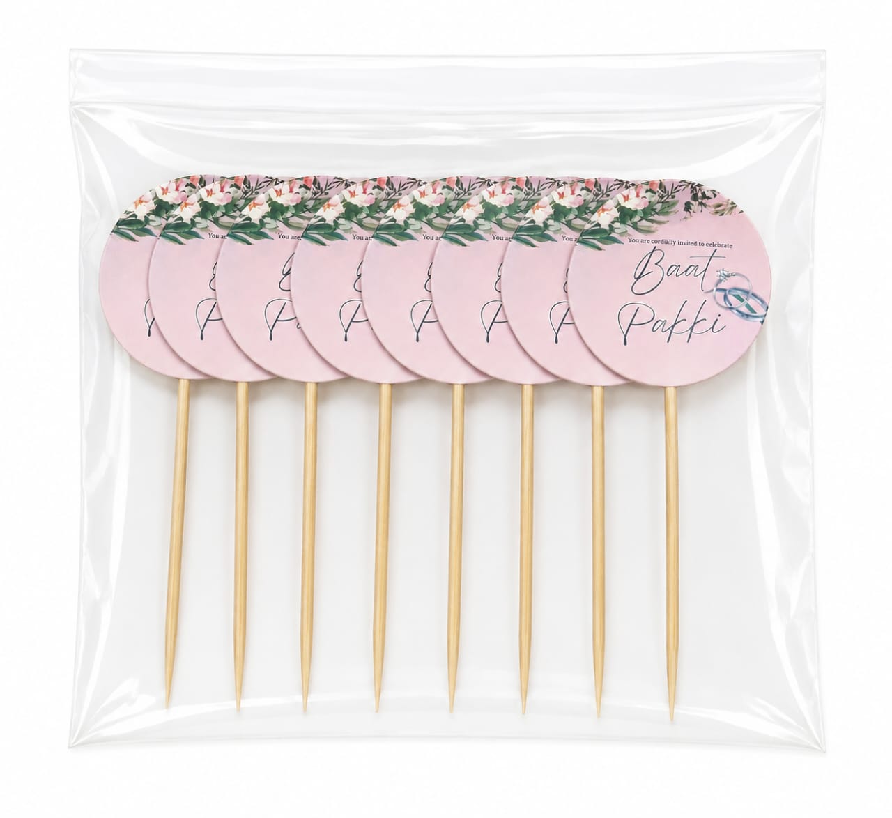 Pack of 10pcs Baat Pakki Sweet Toppers for Mithai, Cake & Chocolates Decoration - Wedding favors view 2
