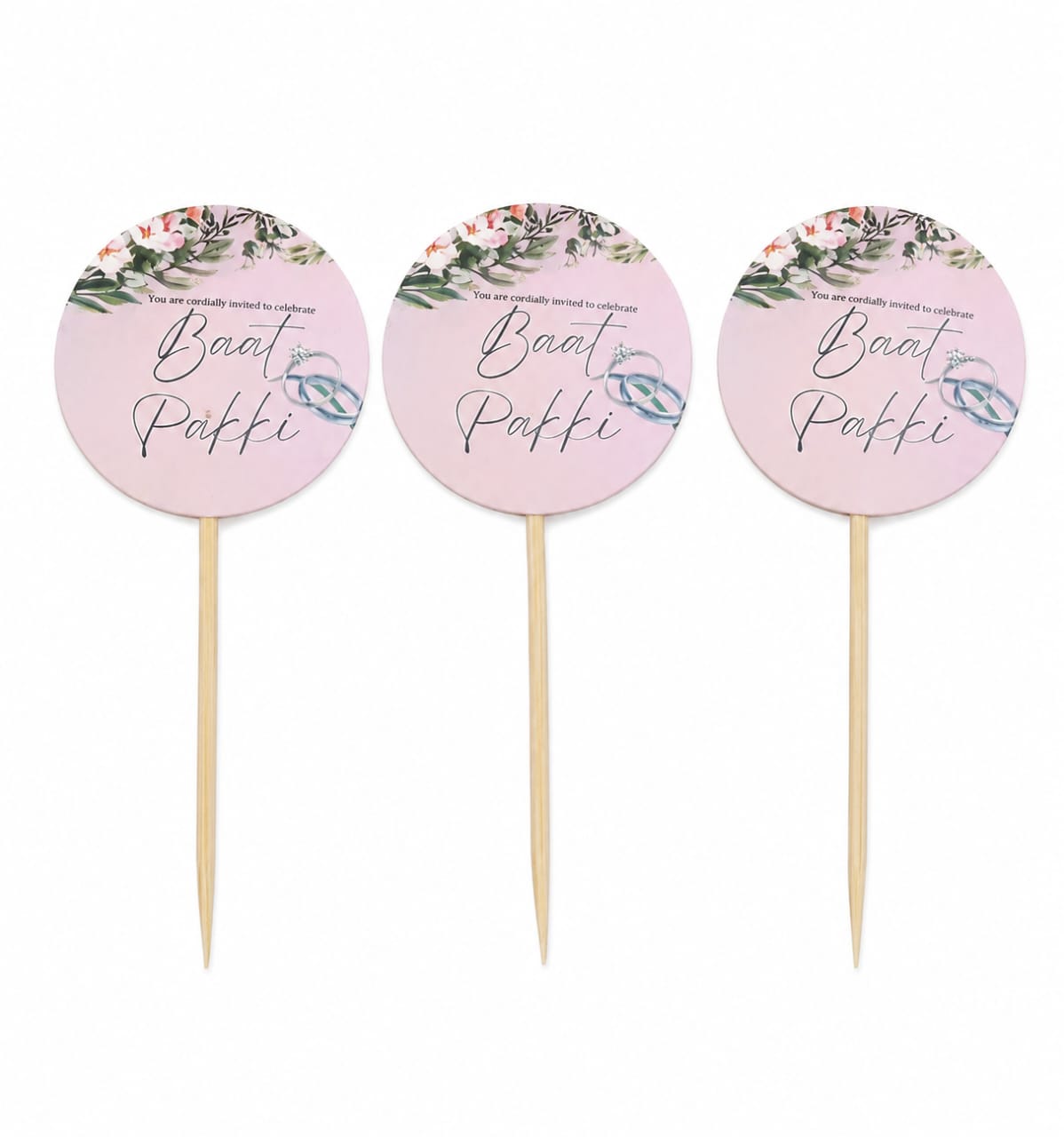 Pack of 10pcs Baat Pakki Sweet Toppers for Mithai, Cake & Chocolates Decoration - Wedding favors view 3