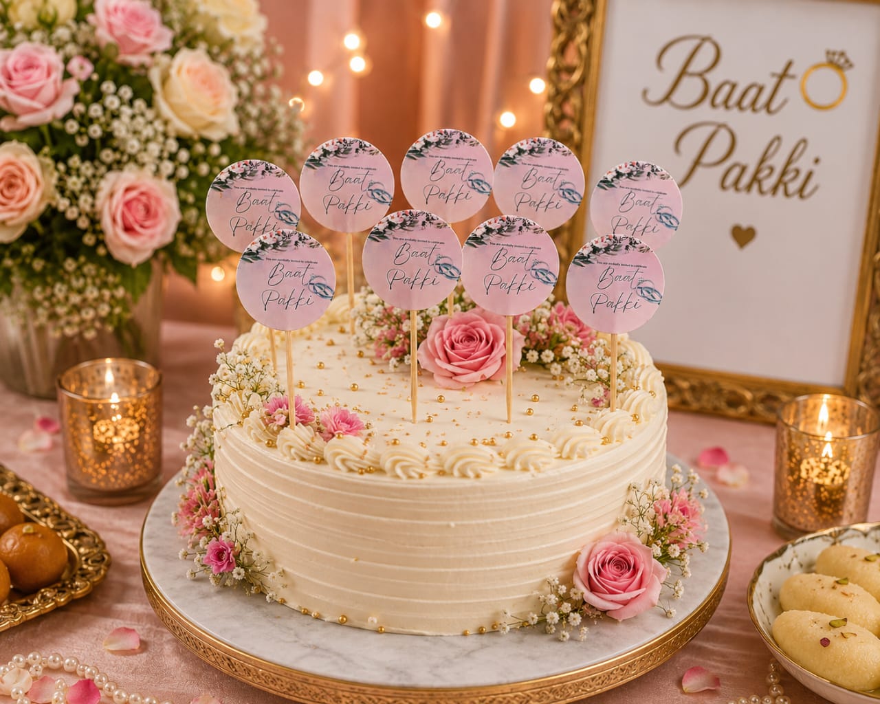 Pack of 10pcs Baat Pakki Sweet Toppers for Mithai, Cake & Chocolates Decoration - Wedding favors view 4