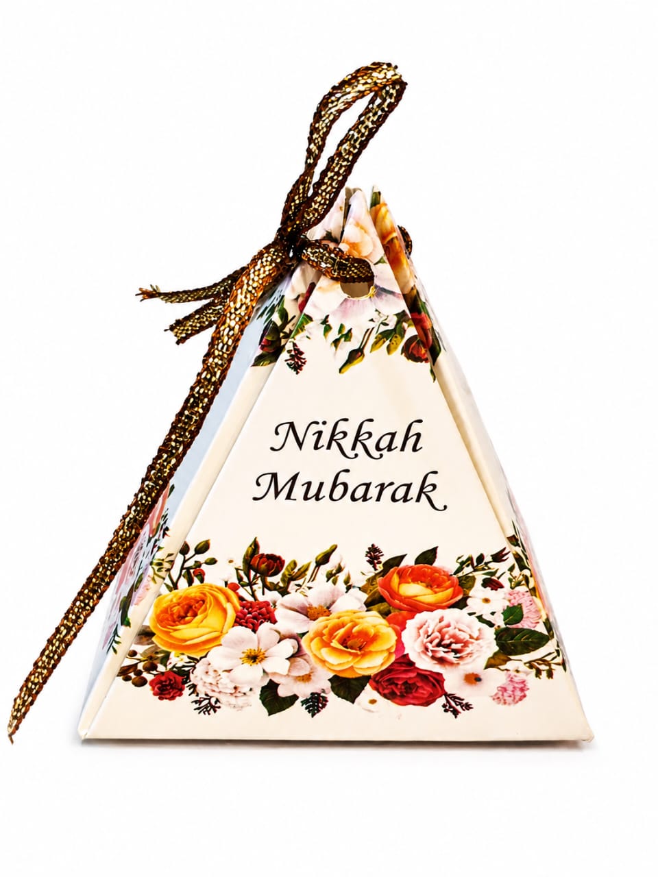 100pcs Nikkah Mubarak, Triangle Pyramid Box, Wedding Bid Boxes - Party Favor view 3