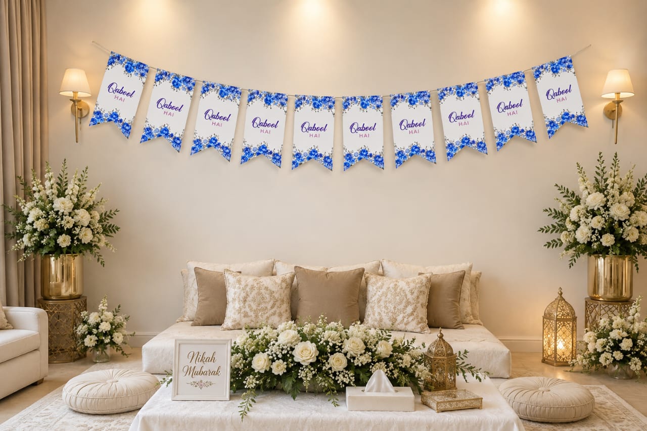 Qabool Hai Bunting Banner for Happy Wedding Decoration and Party Celebration