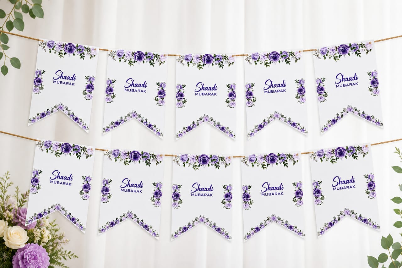 Shaadi Mubarak Bunting Banner for Happy Wedding Decoration and Party Celebration view 2