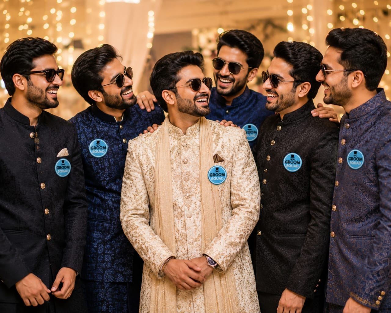 6pcs Groom Squad - Ladke Wale - Groom Team \ Team Dulha Wedding Badges  - Wedding Favor view 2