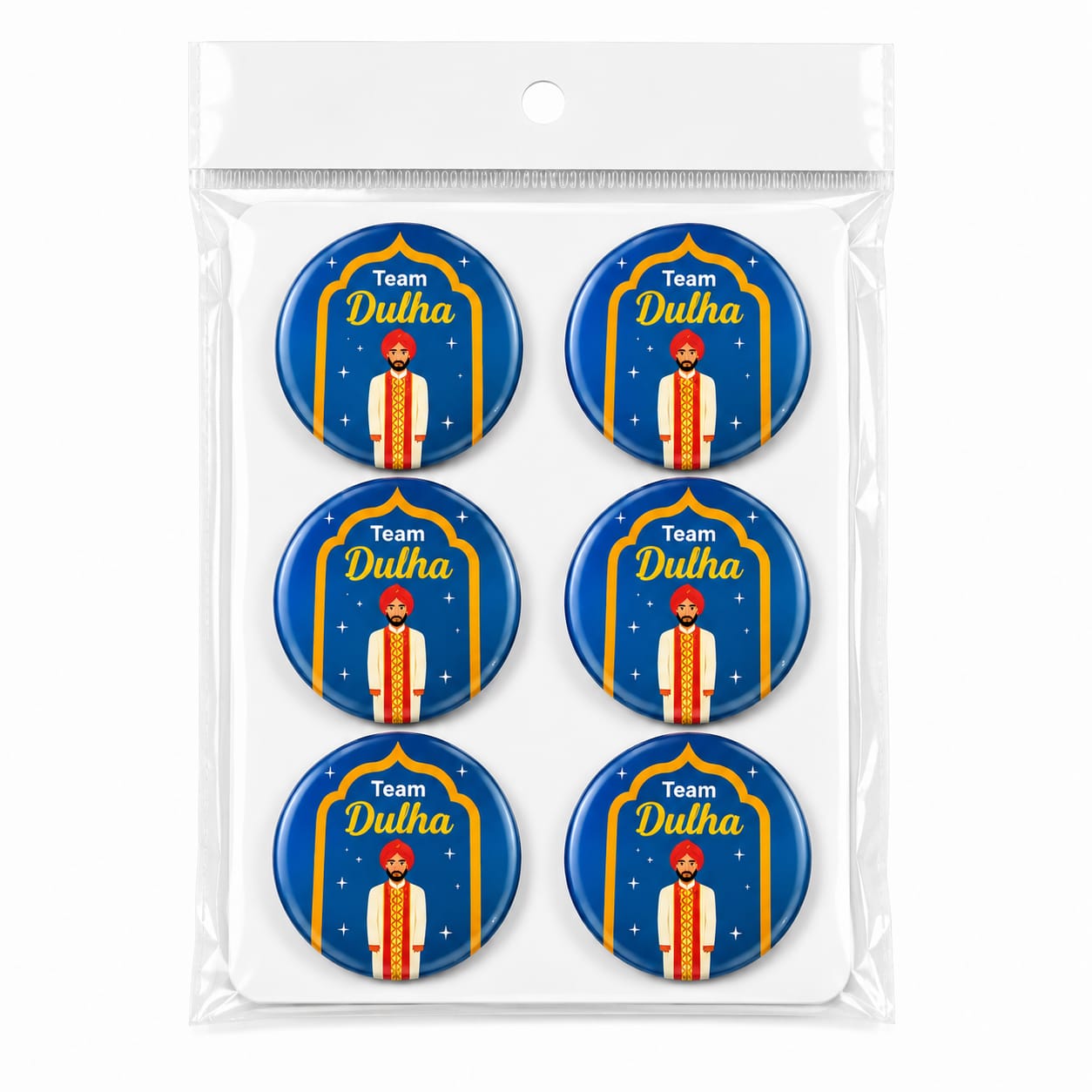 Pack of 6pcs Team Dulha Wedding Badges – Groom Team - Wedding Favor
