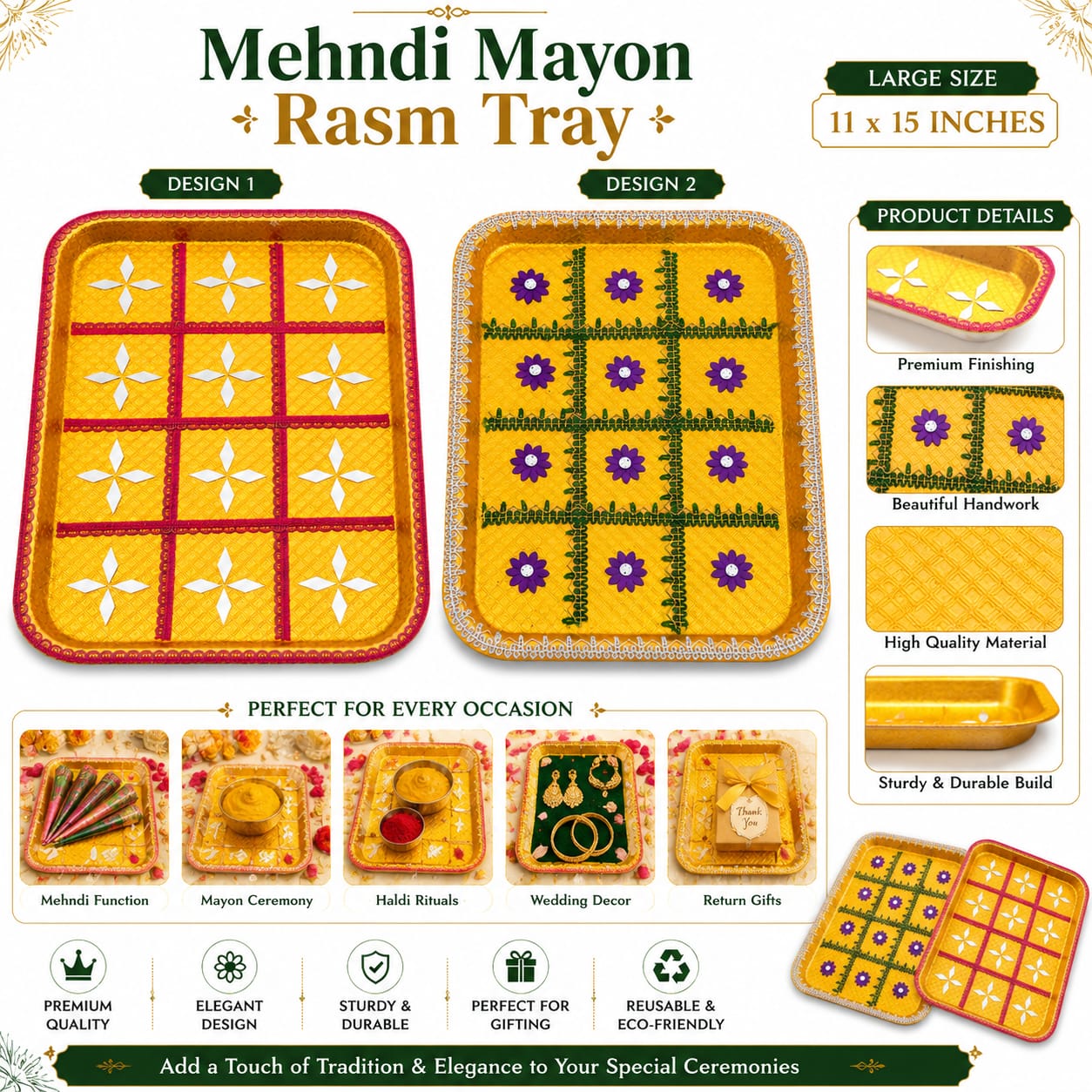 Handmade Fancy Trays for Mehndi & Mayon Ceremony Haldi Rasam - Wedding Favor