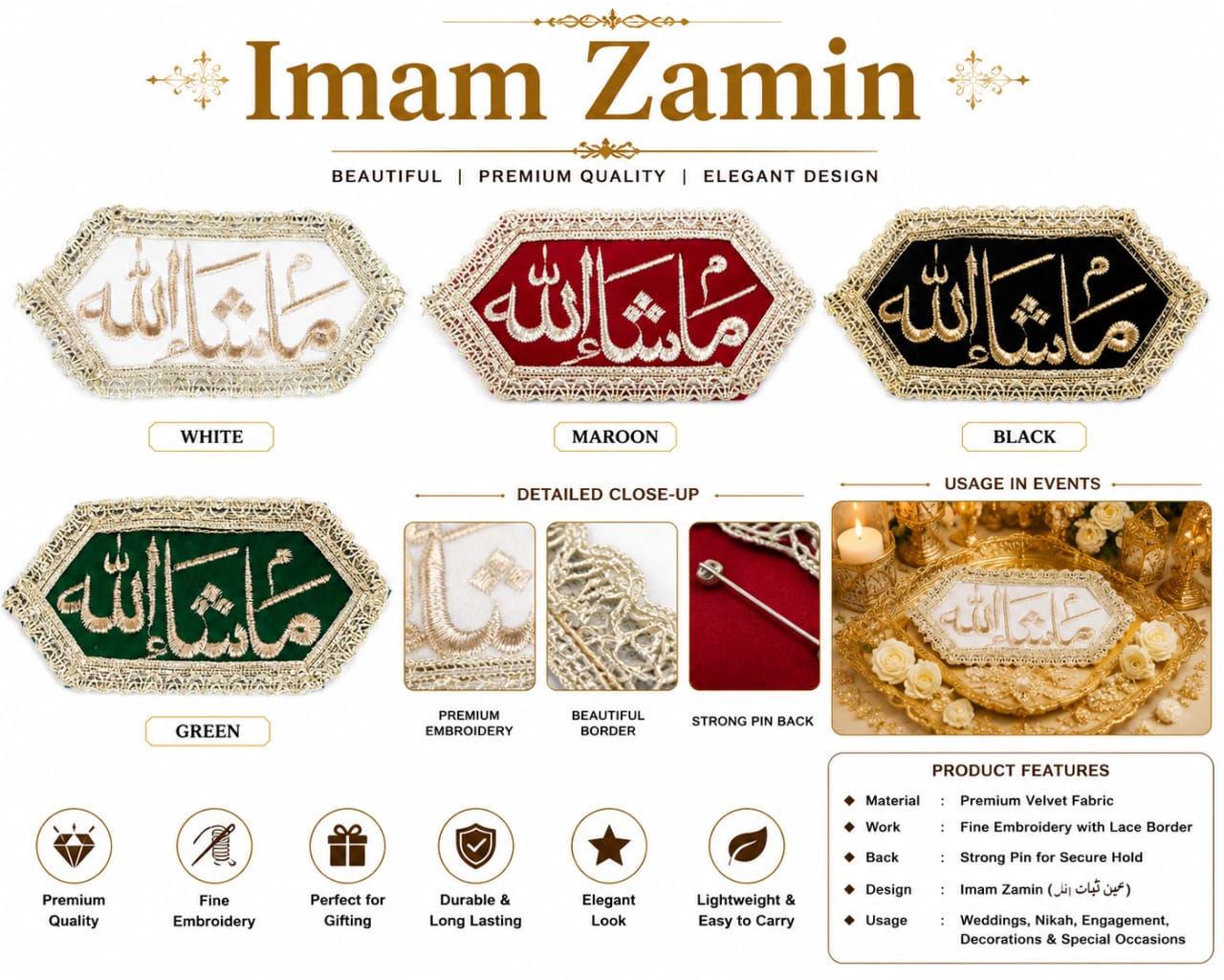 Mashallah Imam Zamin for Bride & Groom Nikkah Wedding Mayon Mehndi- Wedding Favor