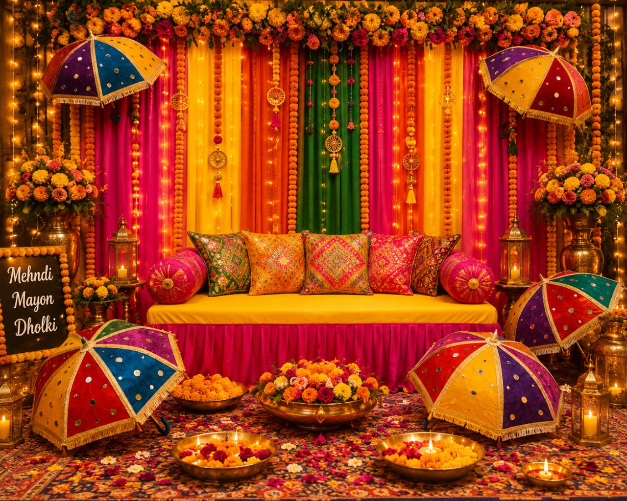 Premium Silk - Wedding Background Curtain Decoration for Mayon, Haldi, Mehndi & Dholki - Party Celebrations - Wedding Favor