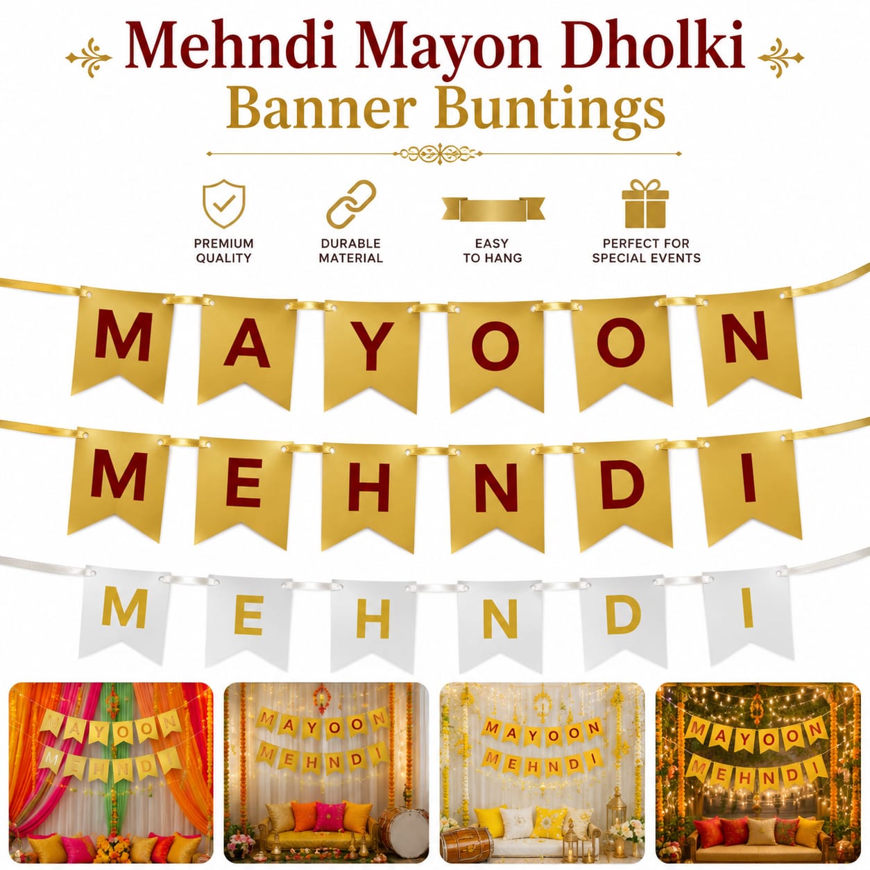 Mayoon Haldi Buntings Banner for Decoration and Party Celebration