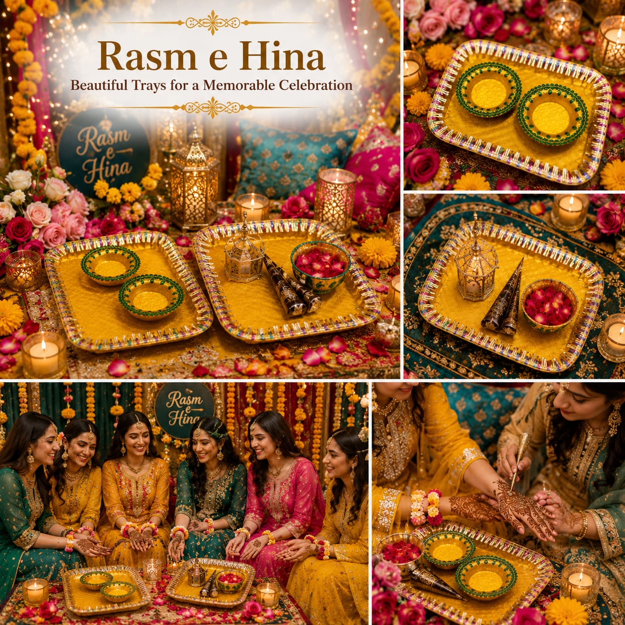 Indian wedding - Tray With 2 Katori Plates For Mehndi Haldi Mayon Rasm e Hina Celebration Party Ceremony - Wedding Favor view 3